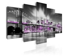 Cuadro en Lienzo 200x100 cm - 3 tres colores a elegir - 5 Partes - Formato Grande - Impresion en calidad fotografica - Cuadro en lienzo tejido-no tejido - New York ciudad 030102-25 200x100 cm B&D XXL