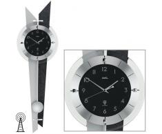 Reloj De Péndulo AMS Reloj de pared 5253 con colgante Funk Madera posterior Pizarra aluminio cristal mineral