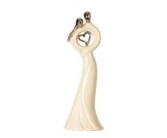 Escultura Moderna Figura decorativa PAR Amor con el corazón de cerámica blanco/plata altura 31 cm