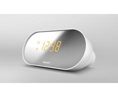 Philips AJ2000 - Radio reloj alarma dual (pantalla espejo, radio digital), color blanco