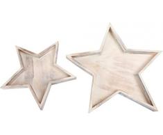 Small foot 10211 Plato Decorativo Estrella, plato decorativo (2 unidades, madera, natural, 39.00 X 3.00 x 37.00 cm