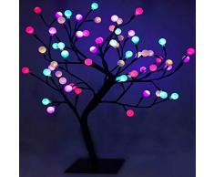 DECORACIÓN NAVIDAD - Árbol de bolas iluminado con 48 LED de diferentes colores - Altura 45 cm