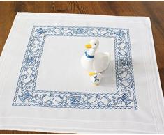 Duftin Sarah 01295-AZ03 - Kit de punto raso para mantel, algodón, 80 x 80 cm, diseño de huevos de pascua