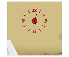 Ularma 2016 Reloj de pared de espejo de decoración del hogar moderna sala 3D DIY (rojo)