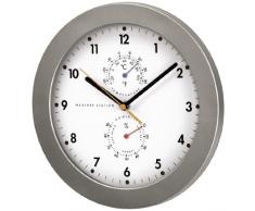 Hama PG-300 - Reloj de pared (AA, Plata, Color blanco, De plástico, Vidrio)