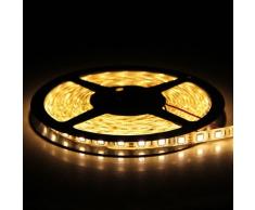 BUYERTIME Tira de Luz 5M/16.4ft 300 LEDs (60 LEDs/M) 5050 SMD LED Flexible Impermeable(IP65) DC 12V Decoración para Navidad Fiesta - Blanco Cálido