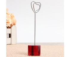 Bluelover Corazón Rojo Plata Lugar Portatarjetas Corazón Mensaje Papel Forma Clip Tarjeta Soporte Foto Memo Clip - Rojo