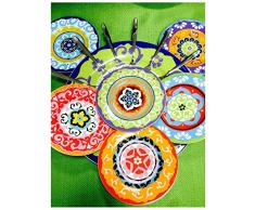 Rose e Tulipani - Plato conmemorativo, 6 piezas, 16 cm, diseño mediterráneo