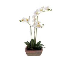 Orquídea Phalaenopsis MINA en maceta, tres ramas, blanco, 45 cm - Planta artificial / Orquídea sintética - artplants