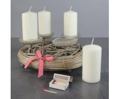 Corona de Adviento para velas Portavelas de mimbre, con plato de cristal redondo de 30 cm