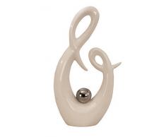 Moderna escultura figura decorativa de cerámica blanco/plata altura 36 cm