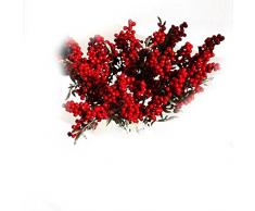 QHGstore Frijoles artificiales ramo de las flores Auspicioso Navidad Decoración de las bayas de plantas rojo PC 1