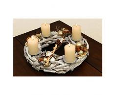 oppacher Advent 3000132 – 0000 – Corona de Adviento Original, corona de Navidad, piñas/ramas/Frutas/Velas, natural, diámetro de aprox. 40 cm, altura aprox. 18 cm