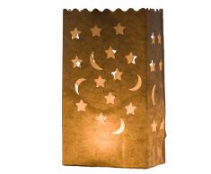 Linternas de papel para velas en papel de té “Luna y estrellas” (paquete de 10), decoración para fiestas, bodas y cumpleaños, por Kurtzy TM