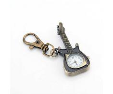 Ecloud Shop® Colgante Llavero metal de Forma Guitarra Reloj 57 mm Bronce