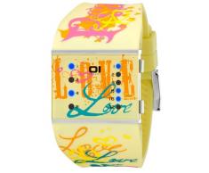 The One SLSL137B3 - Reloj binario de cuarzo unisex con correa de caucho, color amarillo
