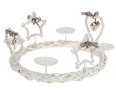 Corona de adviento 33 cm blanco - country Xmas serie - estrella corazón Portavelas