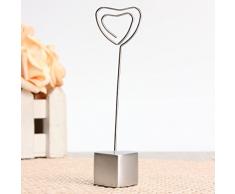 Bluelover Corazón rojo plata lugar portatarjetas corazón mensaje papel forma Clip tarjeta soporte foto Memo Clip - plata