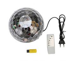 TKOOFN Cristal 20W LED RGB Bola Lampara Bombilla Bulbo de DJ Disco Discoteca Estroboscópico para Noche Fiesta Festival Salon Hogar Interior + Mando para Controlar con Enchufe Europeo Funciona por Musica USB SD-H05001-EU