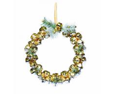 Festive Productions 176007 - Corona decorativa de Navidad (28 cm), diseño de campanas y pinos, color dorado