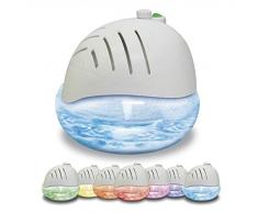 AMOS Purificador de Aire Fresco Ambientador Limpiador Ionizador Revitalizador con Luz LED con Colores Cambiantes & 3 x 30ml Esencias Fragancias Aromas (Blanco)