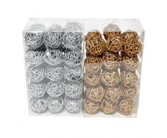 30 bolas de ratán 5 cm con purpurina bolas de ratán caja de dinero Pack de 3), ratán, gold (Glitter), 5 cm