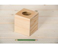 Artemio - Caja dispensadora de pañuelos (madera, 14 x 13 x 13 cm), color beige