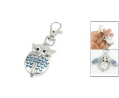 Color Plata Azul Cierre Tipo Langosta Llavero Metal Forma De Buho Reloj De Cuarzo