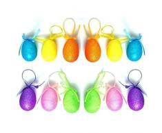 12 x tamaño grande para colgar huevos de Pascua Hunt de purpurina brillante regalo Craft Decoración Accesorios
