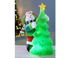 WeRChristmas 39 cm Pre-Lit de muñeco de nieve decorativa para árbol de Navidad con un LED que cambia luz, Multi-color