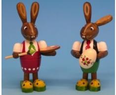 Original Erzgebirge Volkskunst - Figura decorativa, diseo de conejo de pascua y seora
