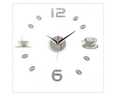 Ularma BRICOLAJE pared Interior adhesivo auto decoración creativa mudo reloj de acrílico (plata)