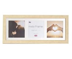 Inov8 21 x 20,32 cm Insta-Frame Marco de fotos de madera para 3 Instagram/cuadrado fotos con paspartú blanco y blanco con borde, 2 unidades, diseño de reloj de arena