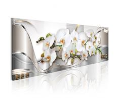 Cuadro en Lienzo 135x45 cm - 3 tres colores a elegir - 1 Partes - Formato Grande - Impresion en calidad fotografica - Cuadro en lienzo - flores orquidea abstraccion b-A-0086-b-b 135x45 cm B&D XXL