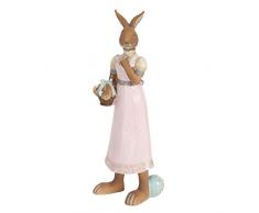 Clayre & Eef 6pr0510 decorativa Decoración figura Conejo Pascua Conejo vestido color rosa – Cesta aprox. 8 X 8 X 25 CM