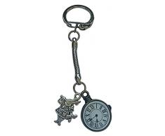 Llavero, diseño del conejo de Alicia en el País de las Maravillas con reloj