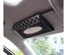 niceeshop(TM) Negro/ Blanco Caja Cubierta de Pañuelos Papel Servilleta de Visera Auto de PU Cuero para Coche