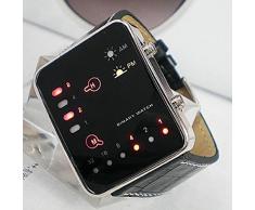 Sannysis® LED reloj del deporte de la muñeca; Reloj de pulsera de cuero Binario