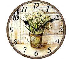 RELOJ DE PARED DISENO NARCISO I FLORERO SHABBY LOOK DECORACION - Tinas Collection