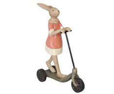 6pr1050 Clayre y Eef – figura decorativa – decoración de Pascua – conejo de Pascua – conejo – mujer – Scooter ca. 5,9 x 1,6 x 7,1 en