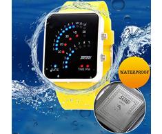 ufengke® exquisita binario impermeable llevó reloj de pulsera electrónico,rectángulo de línea de silicona reloj de pulsera muñeca banda,rojo