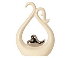 Escultura Moderna Figura decorativa blanco con Corazón plateado de cerámica altura 31 cm