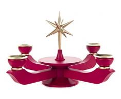 DREGENO Seiffen 201/050/4 – Candelabro de Adviento, madera, rojo, 24 x 19 x 24 cm