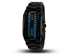 oumosi 3d especular binario LED electrónico reloj resistente al agua relojes de pulsera para amante, negro, large