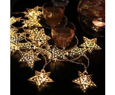 Foxpic Cadena de Luces LED Diseño de Estrellas Decoración para Exteriores Boda Fiesta Árbol Navidad (1 Metros, 10 LEDs)