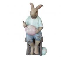 6pr1054 Clayre & Eef – decoración Pascua – Figura – Conejo – Macho – Huevo aprox. 8 x 7 x 16 cm