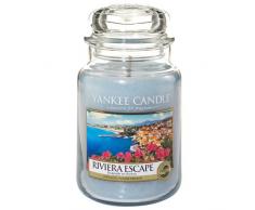 Yankee Candle 1507716E - 623 g Riviera Escapar Vela en jarra grande, Vidrio, Color Azul, 10x9.8x14.7 cm