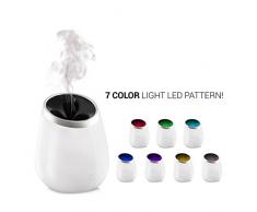 kwmobile difusor de aromas - humidificador ultrasónico difusor de aceites esenciales - ambientador con iluminación LED y cambio de color RGB - blanco