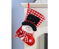 WeRChristmas - Calcetín de navidad con decoración de muñeco de nieve (48 cm), color blanco y rojo