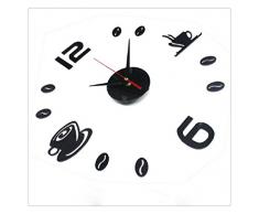 Ularma BRICOLAJE pared Interior adhesivo auto decoración creativa mudo reloj de acrílico (negro)